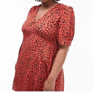 Topshop Red and Black Floral Dress | Size 16 - EUC
